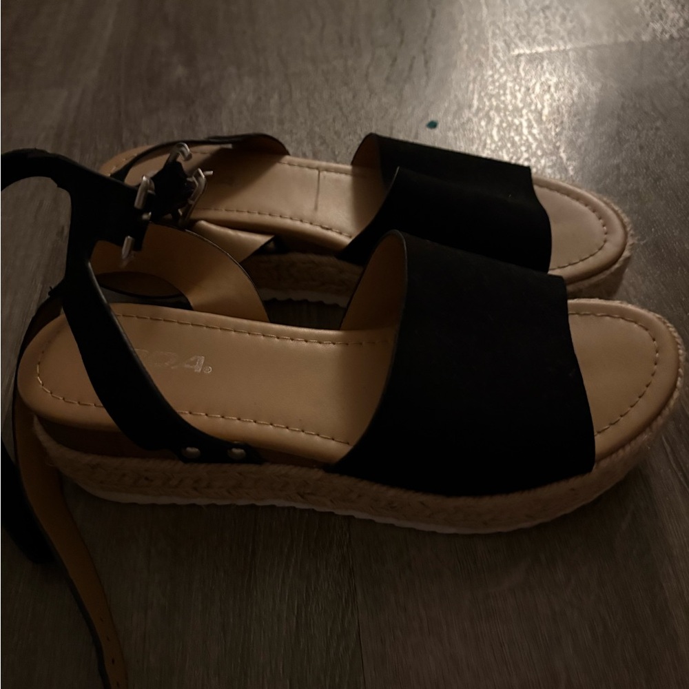 Soda Black Espadrille Sandals